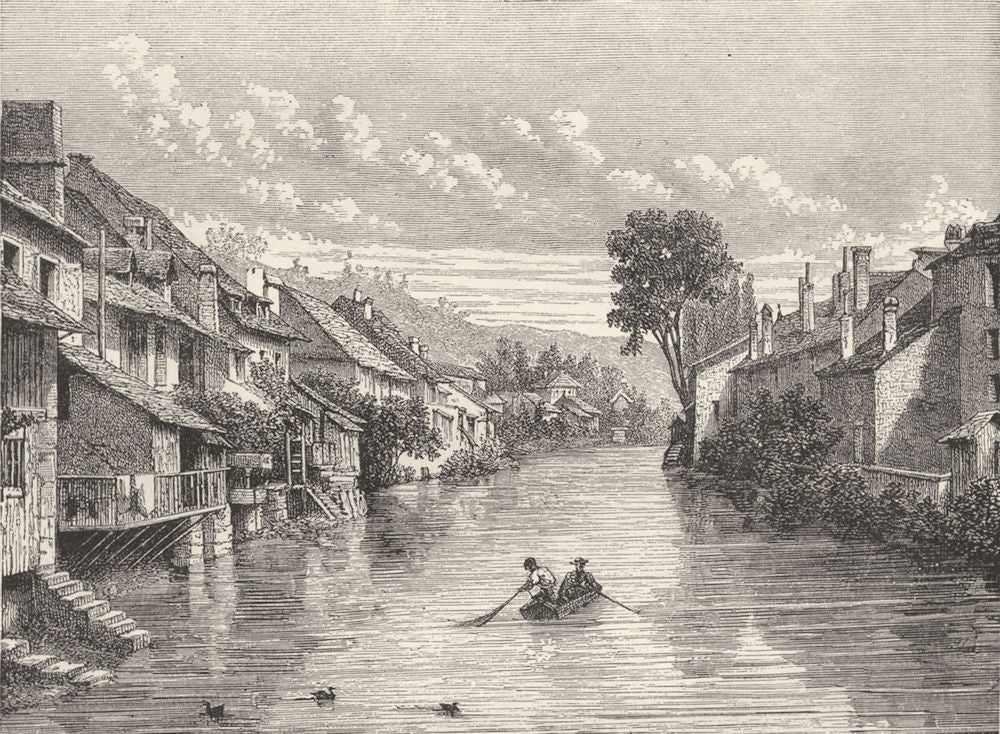 DOUBS. France. L'ile-sur-le-Doubs c1878 old antique vintage print picture